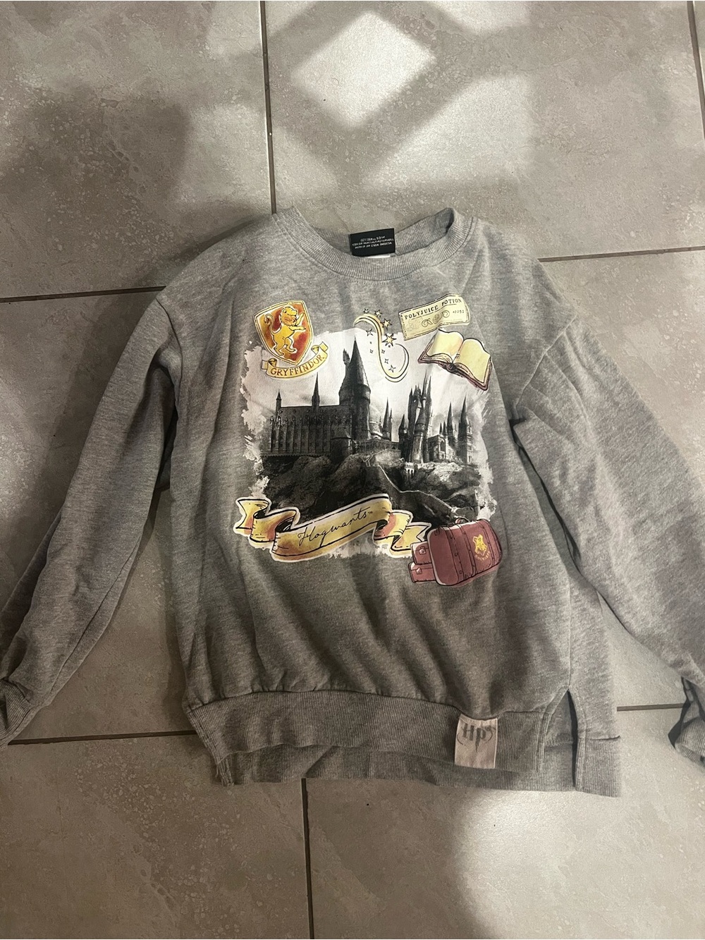 Grey Crewneck Sweater with Gryffindor Crest